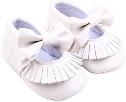 Infant Shoes,Tevies® 0-18M Baby Tassels Bowknot Decor Firstwalker Soft Sole Anti Slip Leather Toddler Shoes (Age:12~18 Month, White)