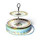 Tea Time Design Two-Tiered Cake Plate with Gift Box