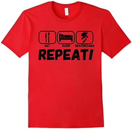 Men's Funny Skateboard Shirt Tee Tshirts Gift:Eat Sleep Skateboar Small Red
