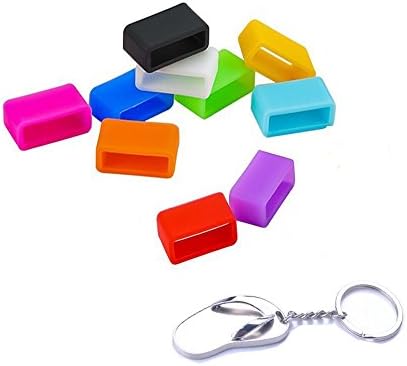 KOMEI 10Pcs Mixed-Color Silicon Fastener Ring for Fitbit Charge Wireless Activity Wristband and Fitbit Charge HR Wireless Activity Wristband+1x Free Silver Metal Shoe Keychain（Tracker or Wristband NOT included）(Secure Your Wristband in Style, Fix Clasp Falling off)
