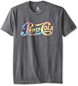 Body Rags Men's Pepsi Tie Dye Short Sleeve T-Shirt, Heather Dark Charcoal, L