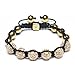 Bling Jewelry Gold Tone Pave Crystal Ball Shamballa Inspired Bracelet For Women For Men Black Cord String Adjustable