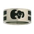 Stainless Steel Ring 316L Skull Design Black Accented Flat Band Matte Finish 10mm Width by Bucasi