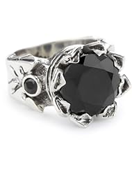 King Baby Crown with Black Cubic Zirconia Stone Sterling Silver Ring, Size 7