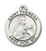Sterling Silver St. Theresa Pendant with Stainless Silver Heavy Curb Chain 24 inch