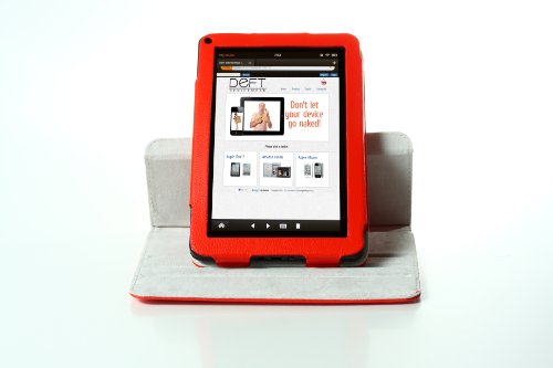 Deft Dante 360: Rotating Red Kindle Fire Original Generation Case (One-Piece Folio Kindle Fire Cover Multi-angle Vertical and Horizontal Stand for NON HD Version)