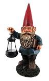 Garden Gnome Holding Lantern Statue LED Light