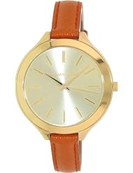 Michael Kors Mid-Size Orange Leather Runway Three-Hand Womens watch #MK2275