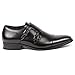 UVS10 Men's Black Double Monk Strap Cap Toe Slip On Loafers Dress Shoes