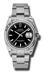 Rolex Datejust Black Dial Stainless Steel Bracelet Mens Watch 116234BKSO by rolex