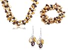 Multi-Color Dyed Freshwater Cultured Pearl Necklace, Bracelet and Earring Set with Sterling Silver Clasp
