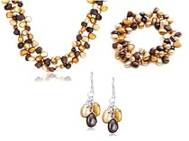 Sterling Silver Multi-Color Dyed Freshwater Cultured Pearl Necklace, Bracelet & Earring Set