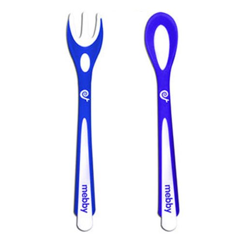 Imagen 3 de Mebby Meal - Plato infantil con cubiertos, color azul/blanco