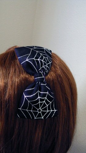 Shiny Metallic Spider Webs Halloween Hair Bow Headband
