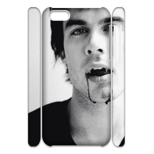 3D Case for IPhone 5C, Damon Salvatore the Vampire Diaries Case for IPhone 5C, Stevebrown5v White