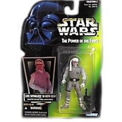 Star Wars Power of the Force Luke Skywalker in Hoth Gear with Hologram Green Card Action Figure with Blaster Pistol and Lightsaber By Kenner