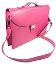 Lucrin - Fuchsia leather Briefcase 1 compartment with shoulder strap