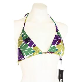 BCBG MAXAZRIA Ladies Leaf Blocks Royal Lilac Triangle Bikini Top