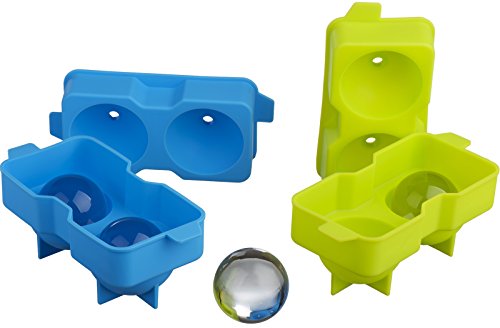 Kuuk Silicone Ice Ball Maker - Large (Twin Pack) Blue and Green