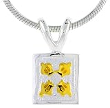 Hawaiian Theme Sterling Silver 2 Tone Sea Turtles Pendant, 5/16  tall