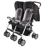 Combi Twin Savvy LX Side by Side Double Stroller in Black/Chili