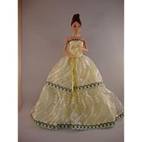 Yellow and Lace Gown with Great Details Made to Fit the Barbie Doll