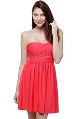 Strapless Leather/Polyester  Pleated  Dress With Ruffles