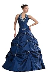 V-neck Beaded Lace-Up Halter Mother-of-the-Bride Dress/Prom Dress 