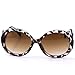 Top Plaza Women Sunglasses Retro Style, Butterfly Clouds Arms Semi-Transparent Round Vintage Sunglasses,Gentle Sunglasses, 4 Colors (Leopard Frame + Tan Gradient Lens)