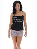 Black Cami Top I WISH EVERY NIGHT WAS FRIDAY NIGHT Satin Shorts PJs 2Pc Set Sizes XS S M L or XL