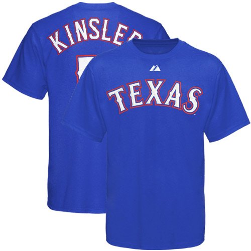 Majestic Texas Rangers #5 Ian Kinsler Youth Royal Blue Player T-shirt (Medium)
