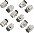 10 Pcs 1/4" PT Male Thread 6mm Push In Joint Pneumatic Connector Quick Fittings