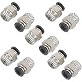 10 Pcs 1/4" PT Male Thread 6mm Push In Joint Pneumatic Connector Quick Fittings