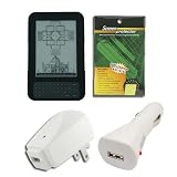 iShoppingdeals - Black Protective Skin Case + USB Charger + Screen Protector for Amazon kindle 3rd Generationby Skque