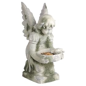 New Creative 26403 Hope's Garden Statue with Bird Feeder, Angel, 10-Inches x 12-Inches x 24-Inches... by