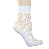 WHITE FISHNET ANKLE HIGH STRETCHY STOCKING SOCKS