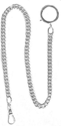 #147-1 Sterling Silver Quality Watch Chain w/Large Spring Ring - New Stock - Made in USA