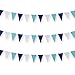 Little Biene 30 Feet Nautical Glitter Paper Triangle Flag,Bunting Pennant Banner for Baby Birthday Shower/Ahoy/Achor/Pirate Theme Party Supplies Decorations(Blue and Silver).