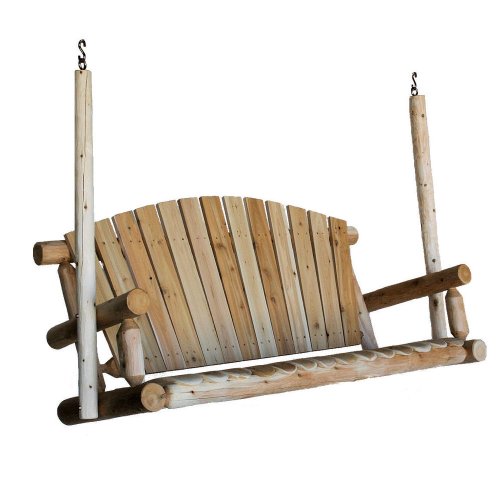 7SALE Lakeland Mills 5Foot Cedar Log Porch Swing, Natural swag6388