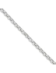 Genuine .925 Sterling Silver Diamond Triangle Link Bracelet 18.6 Grams . 100% Satisfaction Guaranteed.