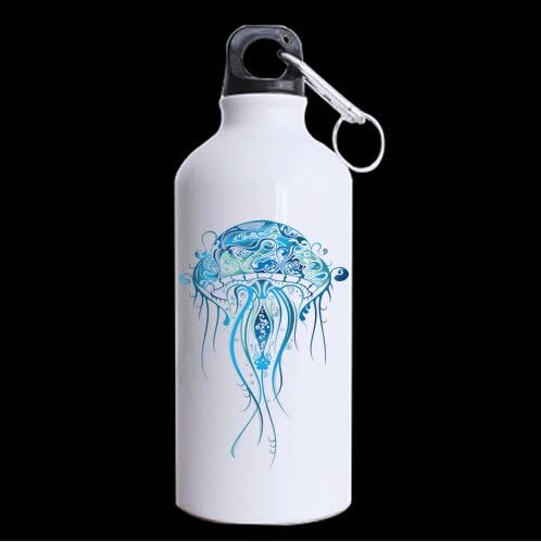 Novelty Design Quotes Jellyfish Octopus Deep Sea Ocean Fish Pattern Sports Bottle - Aluminum Material Water Bottle - 13.5 OZ - BPA Free, one-sided Print