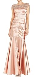 Petite Beaded Polyester Cap Sleeves Sheath Mermaid Full Length  Dress