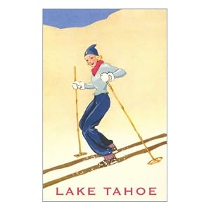Girl Skiing, Lake Tahoe Giclee Poster Print, 18x24