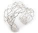 Unique Filigree Wirework Adjustable Sterling Silver Cuff Bracelet 7" - 7.5"