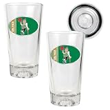 Boston Celtics NBA 2pc Pint Ale Glass Set with Basketball Bottom - Oval Logo