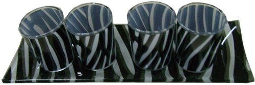 5 PIECE SAFARI ZEBRA VOTIVE SET