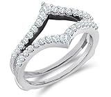 Diamond Engagement Ring Guard 14k White Gold Wedding Band (1/2 Carat)