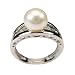 Eternity White Cultured Pearl Cubic Zirconia Carved Hearts Platinum Overlay Sterling Silver Ring