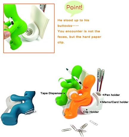 New Butt Station Tape Dispenser, Pen and Memo Holder, Paper Clip Storage Office Supply Station Desk Accessory Holder