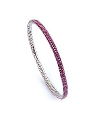 Sterling Silver Cubic Zirconium Silver with Red Bangle